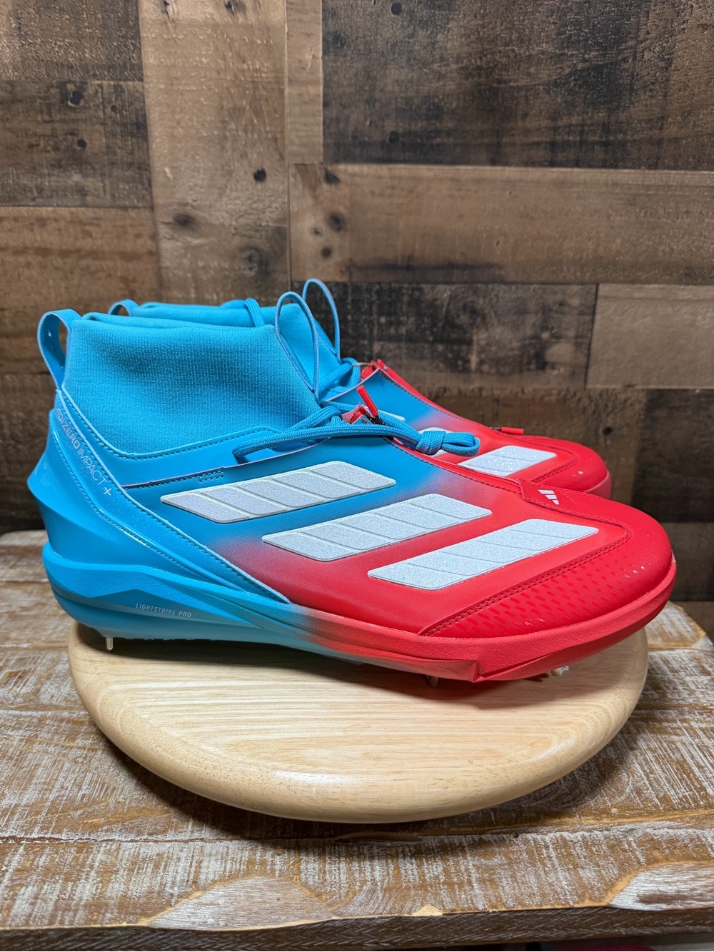 Adidas Adizero Impact+ Football Cleats Men’s Size 15 Red Blue Silver AJU4258